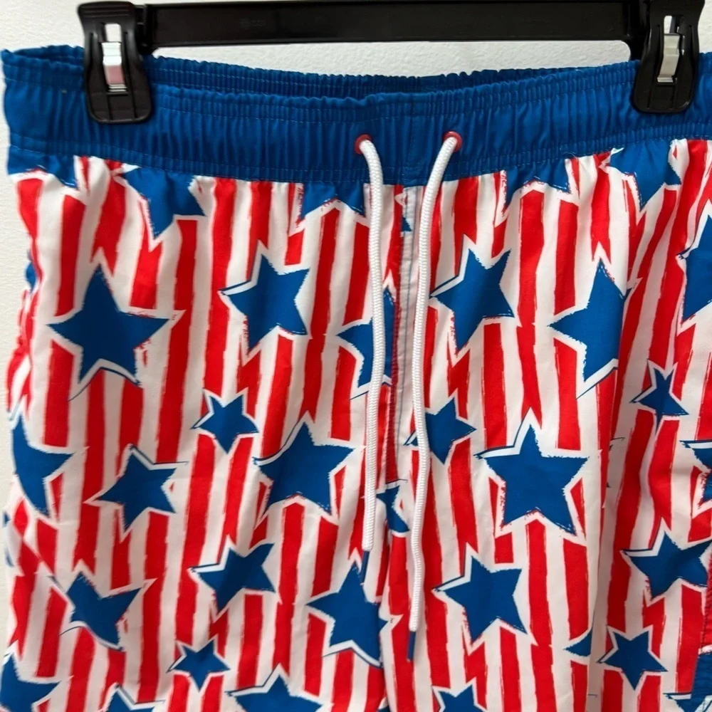 Way To Celebrate Men's Patriotic Americana Print Swim Trunks Sz medium